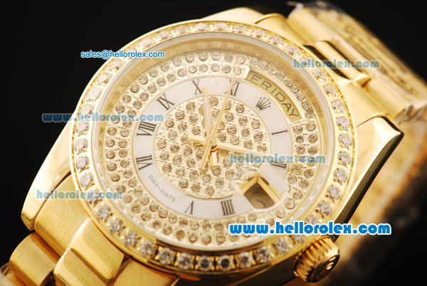Rolex Day-Date Automatic Diamond Bezel-Full Gold with Diamond Dial - Click Image to Close